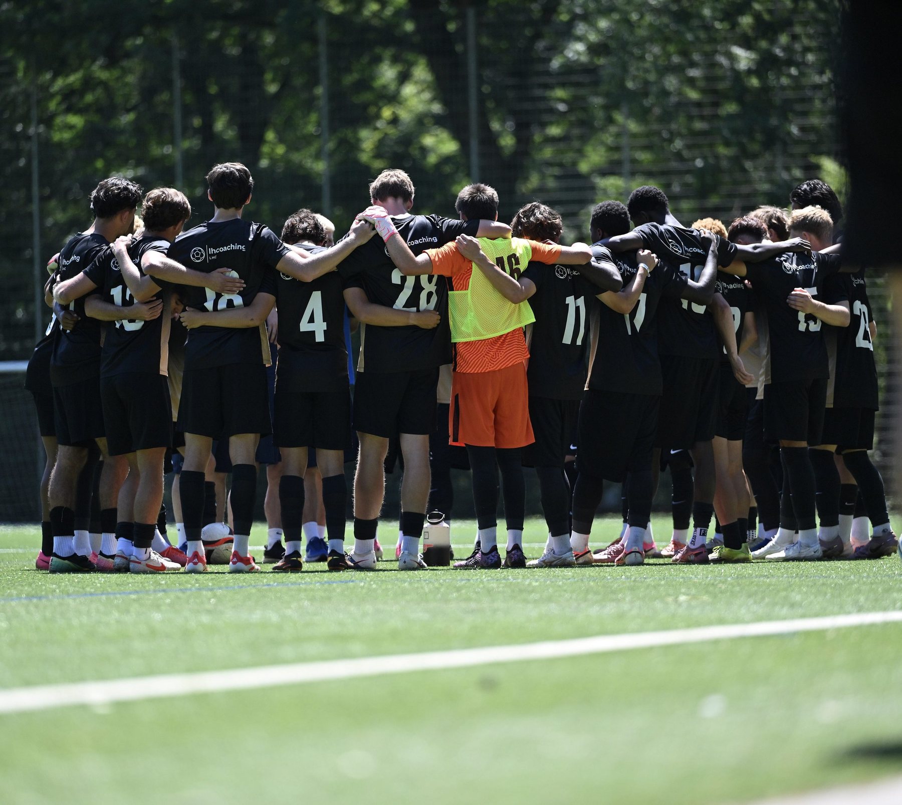 LHCoaching players in a team huddle before a match